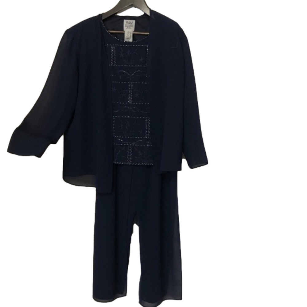 R&M Richards 3-Piece Embellished Pant Suit